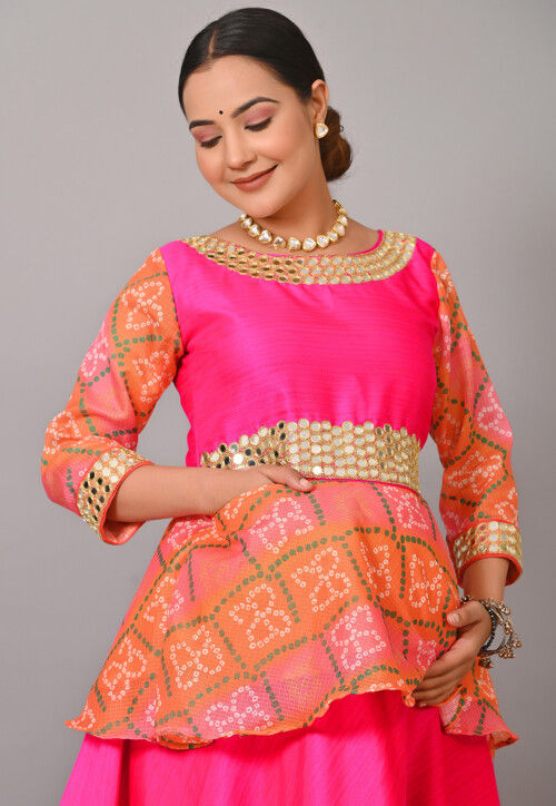 Maternity Art Silk Tunic in Fuschia