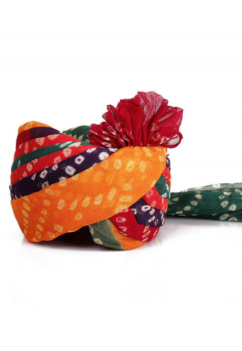 Bandhej Printed Cotton Unisex Turban in Multicolor