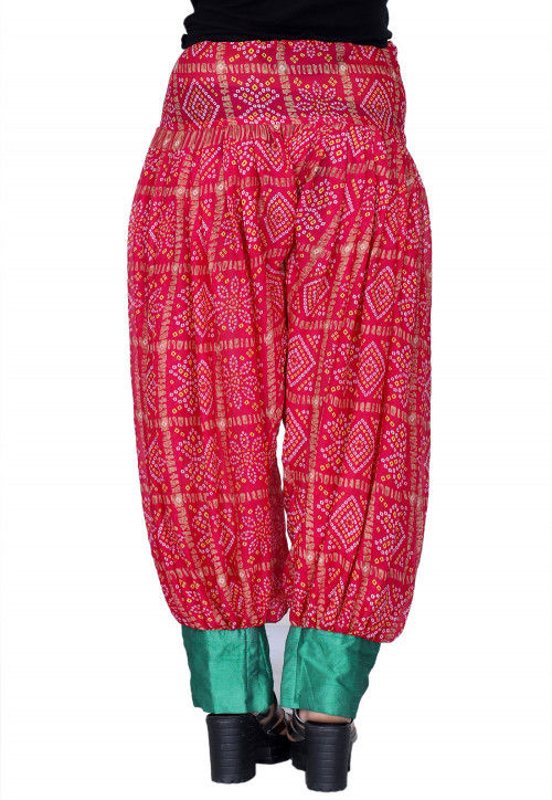 Bandhej Printed Crepe Harem Pant in Fuchsia