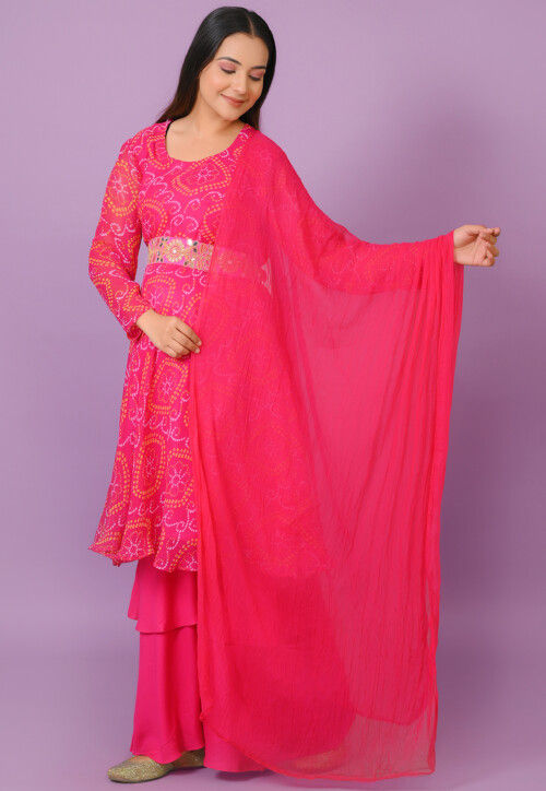 Bandhej Printed Georgette Pakistani Suit in Pink