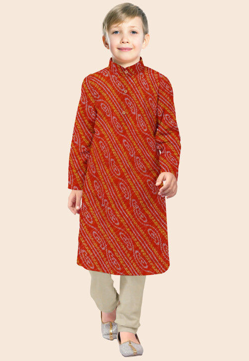 Bandhej Printed Georgette Kurta Set in Red