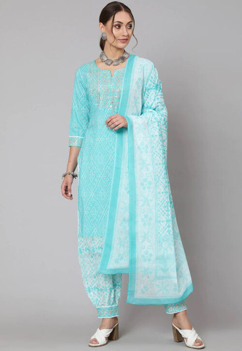 Sea green colour punjabi suit hot sale