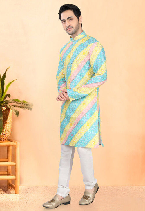 Bandhej Printed Rayon Kurta Set in Multicolor