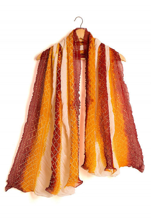 Bandhej Pure Georgette Dupatta in Multicolor