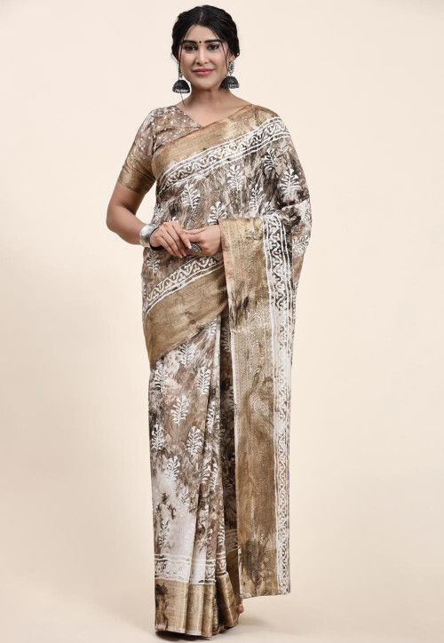 Magenta Batik Printed Linen Saree – SHANGRILA DESIGNER