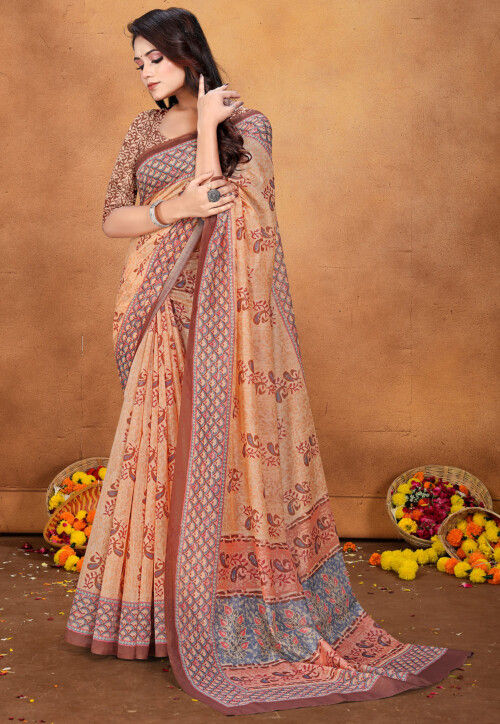 Buy Red Nested Bagh Print Chanderi Silk Saree - House Of Elegance – House  Of Elegance - Style That Inspires
