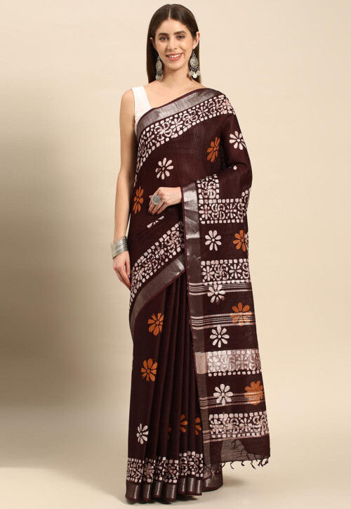 Rajasthan Batik Printed Sari | Indian Traditional Batik Print Saree Online