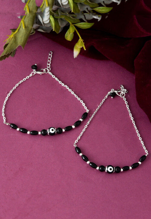Beaded Adjustable Anklet Pair