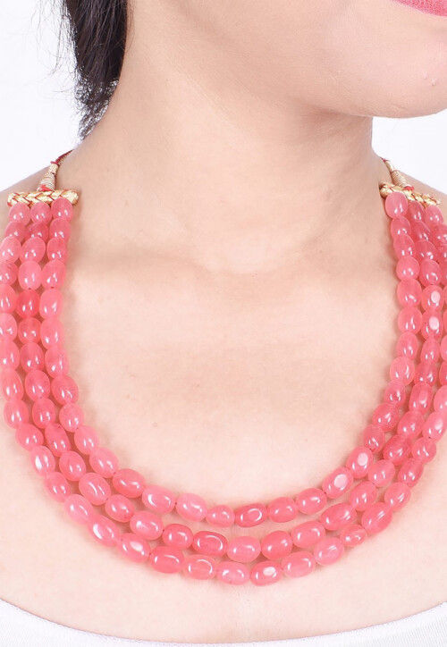 Layered Beaded and Pendant Necklace Set