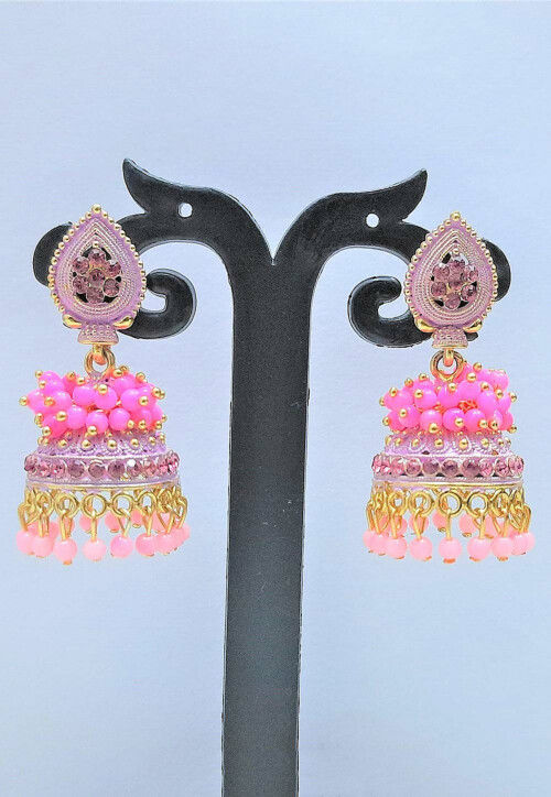 Gold Tone Earrings for Pink Gown | FashionCrab.com