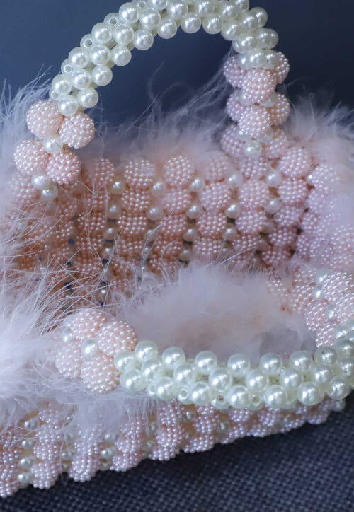 Beaded String Handbag in Pink