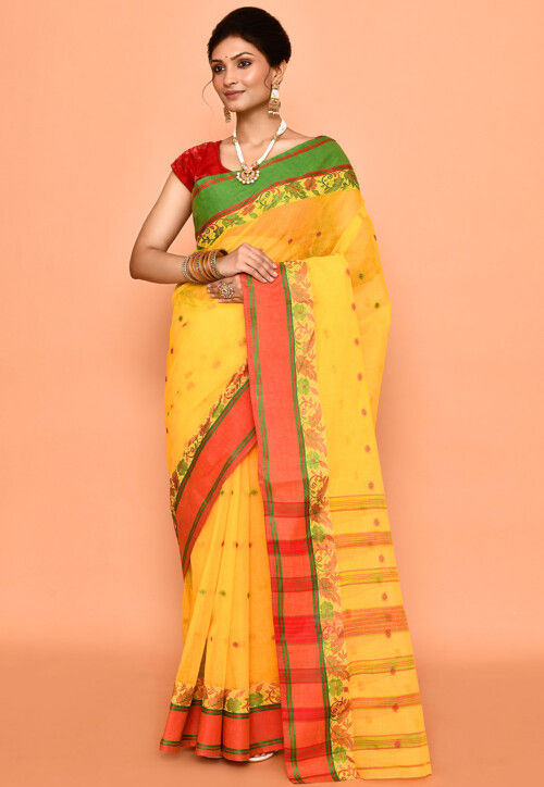 Yellow tant saree on sale