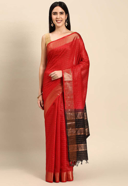 Buy Bhagalpuri Silk Saree in Red Online SUG763 Utsav Fashion