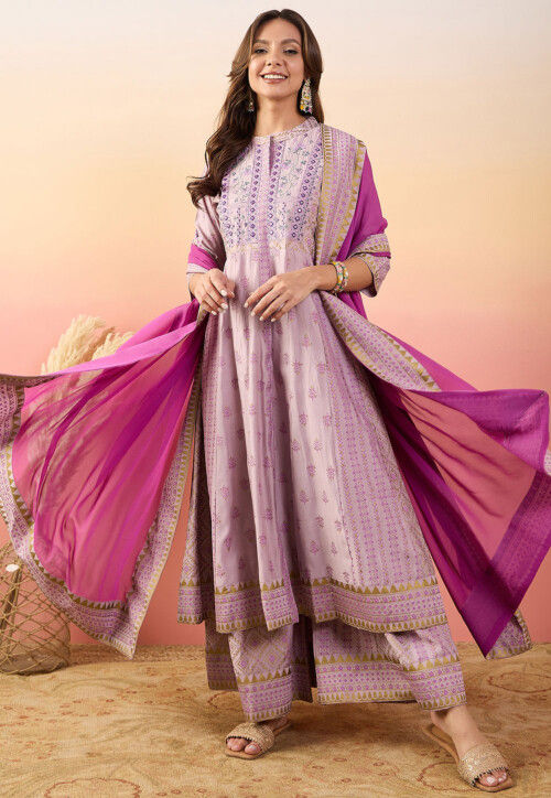 Silk block print suits store