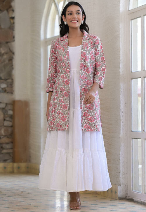White cotton tiered dress top