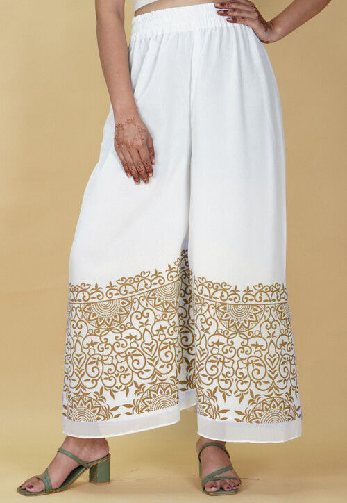 White embroidered palazzo outlet