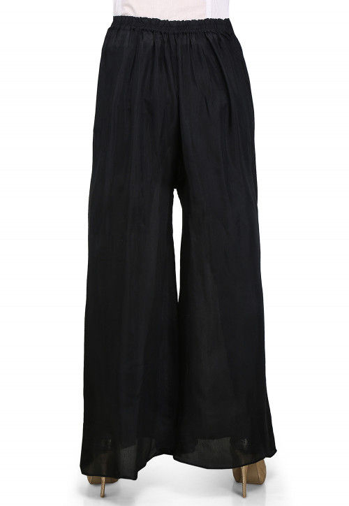 Plain Shantoon Palazzo in Black