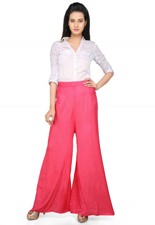 Plain Shantoon Palazzo in Pink