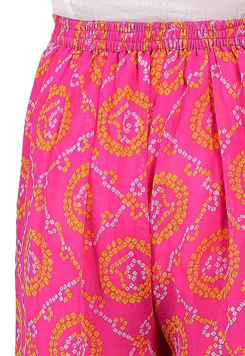 Bandhej Printed Georgette Palazzo in Fuchsia