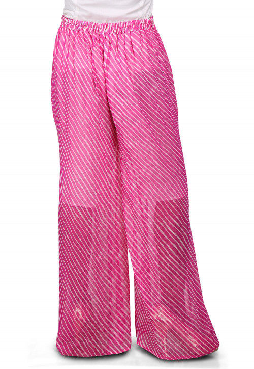 Lehariya Printed Georgette Palazzo in Pink