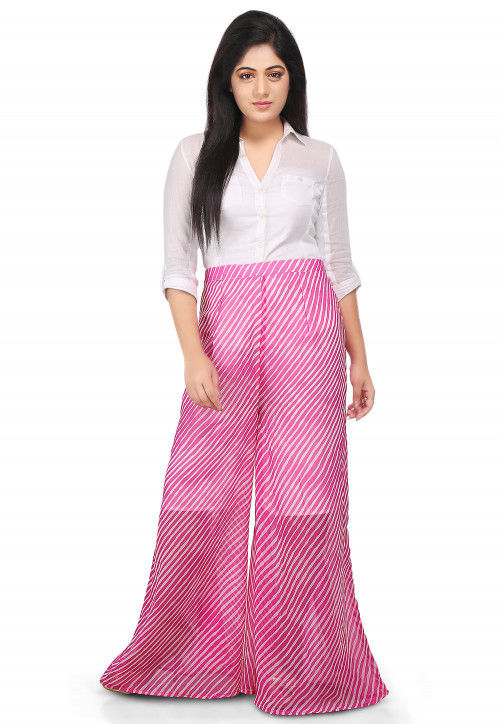 Lehariya Printed Georgette Palazzo in Pink