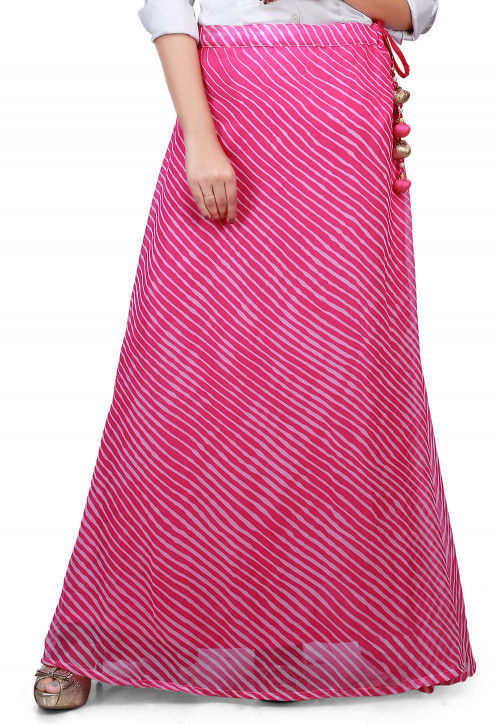 Lehariya Georgette Long Skirt in Pink