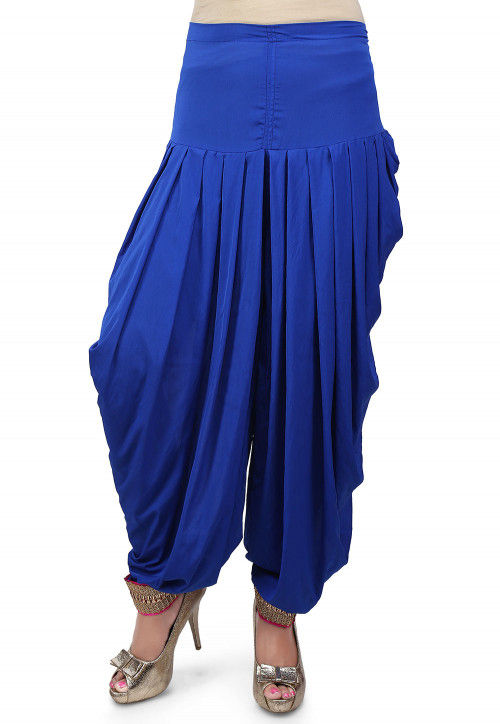  Pleated Crepe Patiala in Royal Blue 