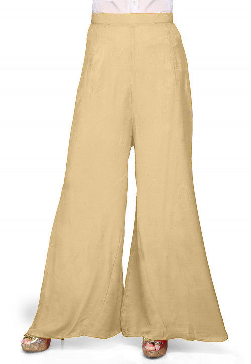 Plain Shantoon Palazzo in Beige