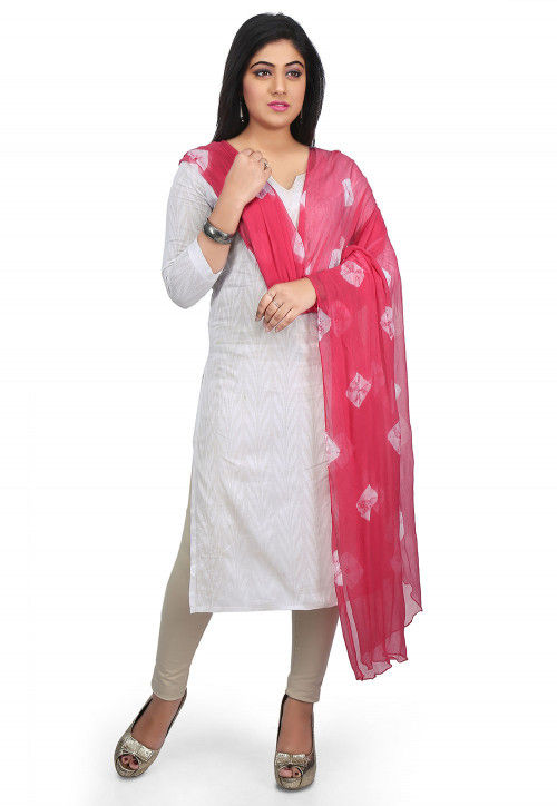 Tie N Dye Chiffon Dupatta in Pink