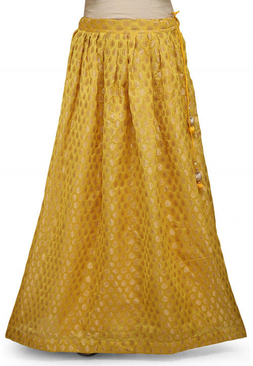 Woven Chanderi Silk Skirt in Yellow