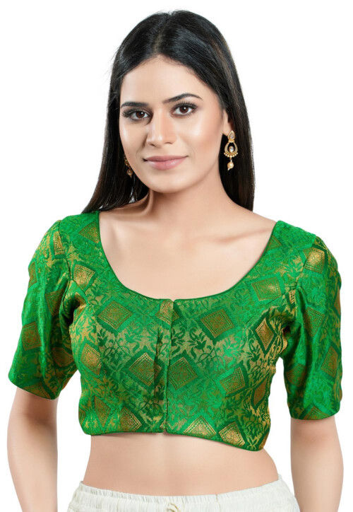 Buy Brocade Blouse in Green Online : UGX955 - Utsav Fashion