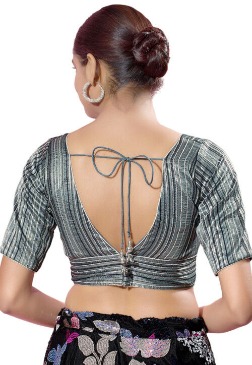 Brocade Blouse in Grey