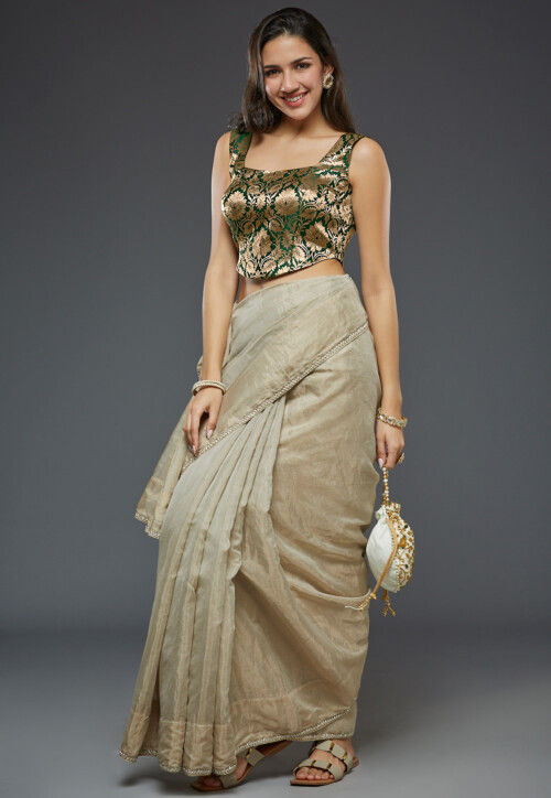 Brocade Corset Blouse in Dark Green