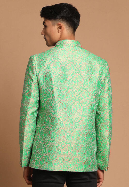Brocade Jodhpuri Jacket in Antique and Light Blue