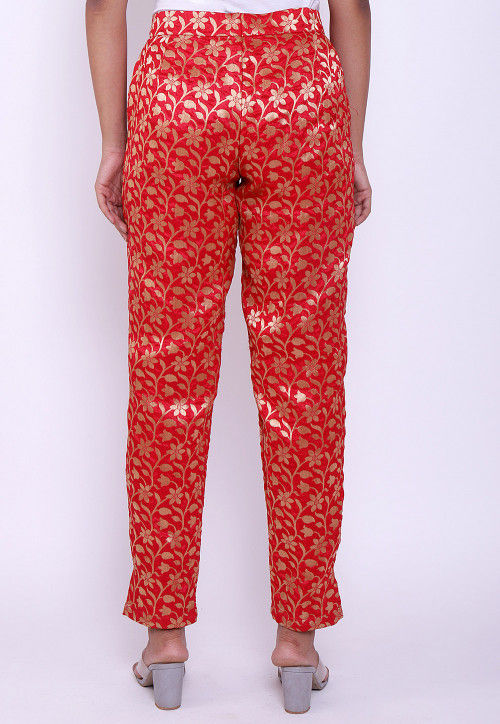 Buy Brocade Pant in Red Online : BNJ606 - Utsav Fashion