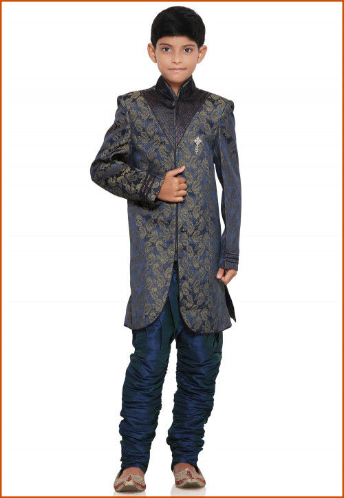 Brocade Sherwani set in Blue