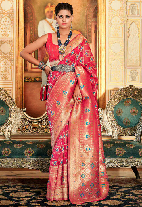 Chanderi silk saree | Party wear indian dresses, Wedding blouse designs,  South indian wedding saree