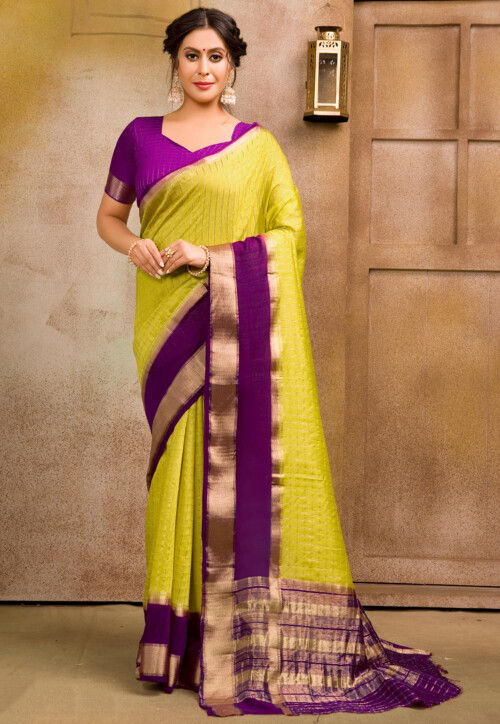Chanderi Silk Saree in Light Green