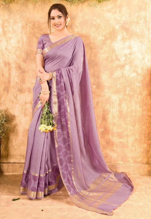 Chanderi Silk Saree in Light Purple