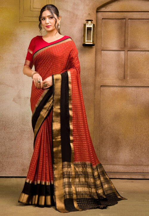 Chanderi Silk Saree in Red