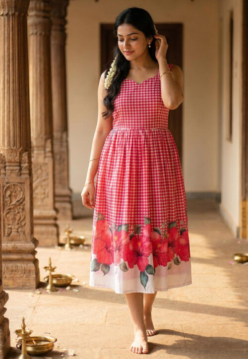 check a line dress Printed Muslin Silk in Red Size:us:6 Levara Knit Low Back catching looks Ocassion_Cocktail