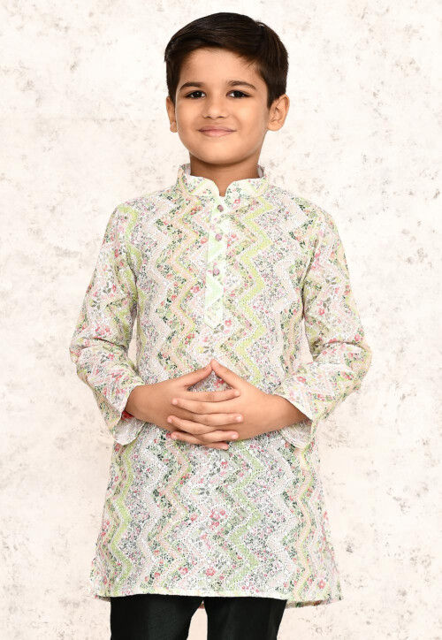 Chikankari Cotton Kurta in Multicolor