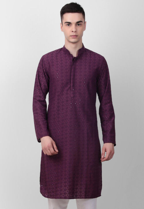 Chikankari Cotton Kurta in Purple