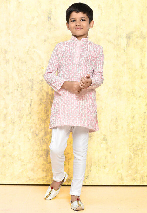 Chikankari Cotton Kurta Set in Pink