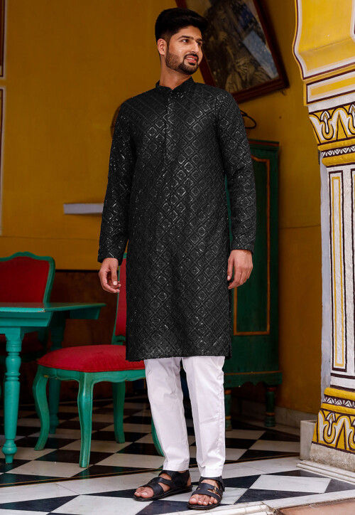 Chikankari Georgette Kurta Set in Black