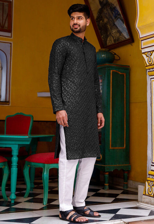 Chikankari Georgette Kurta Set in Black