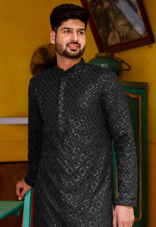 Chikankari Georgette Kurta Set in Black