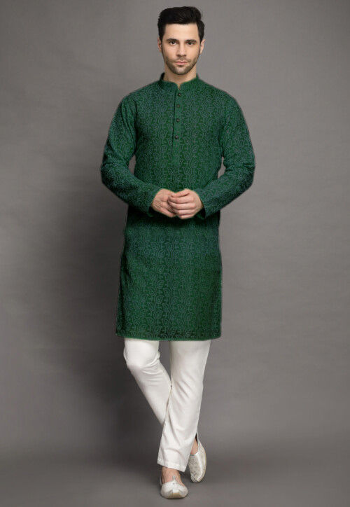 Chikankari Georgette Kurta Set in Green