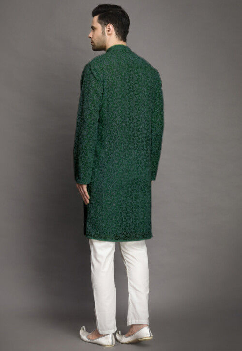 Chikankari Georgette Kurta Set in Green