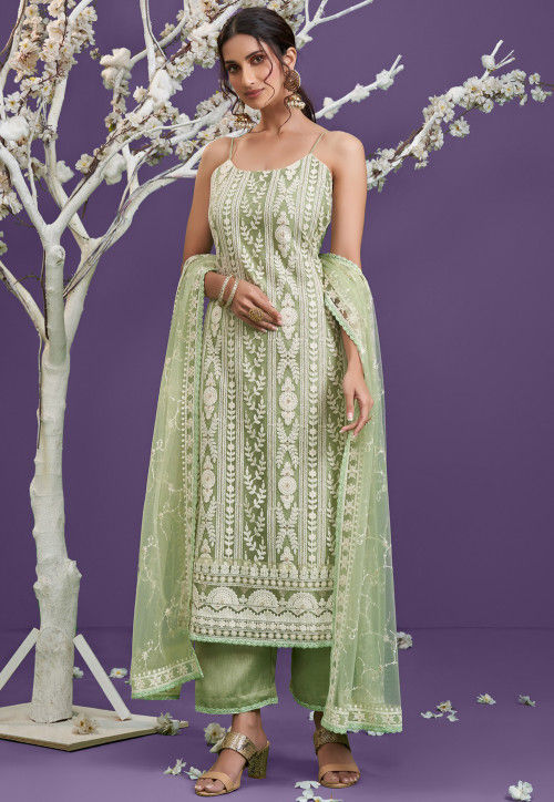 Green Mirror & Gota Patti Chikankari Suit – Dress365days